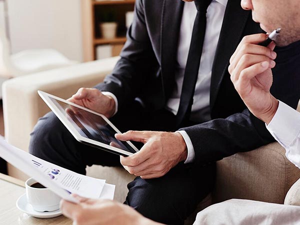 Man holding tablet