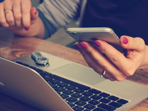 Woman holding smartphone