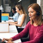 Women working in call centre