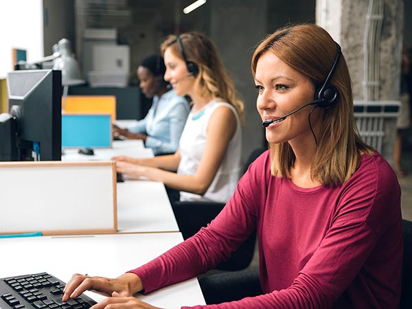 Women working in call centre